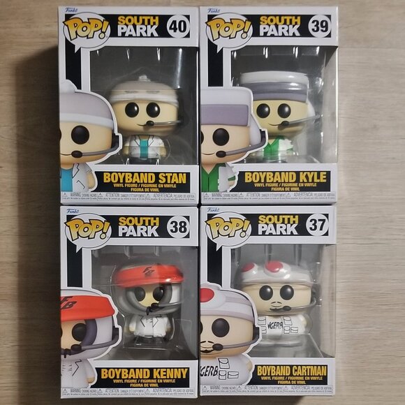 New FUNKO POP ! South Park Boyband COMPLETE SET OF (4) - Kyle Cartman Kenny Stan - Picture 1 of 2